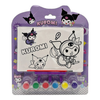 Картка-розмальовка Куромі/Лабубу 6шт+фарби 6шт+пензлик і мольберт арт.8007 *12