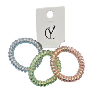 Резинка-спіралька д/волосся Набір 3шт Кольорова Перламутрова арт.1905#-F149 *12