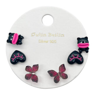 Сережка QulinBeilin Набір 3пари Чорна Мікс арт.85512/8554/85613 *6