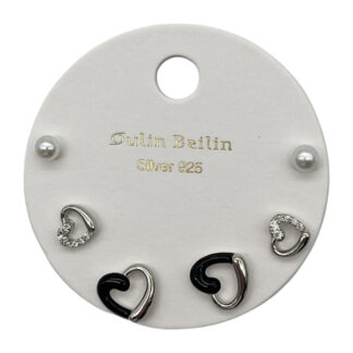 Сережка QulinBeilin Набір 3пари Чорна вставка Мікс арт.85835/87035/85825 *6