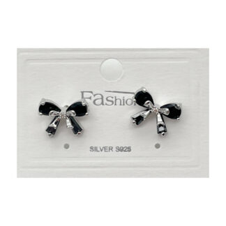 Сережка Fashion SilverS925 Срібляста Бант чорний камінь арт.EH01021BA *12