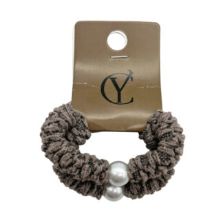 Резинка д/волосся CY 2шт Жатка з перлиною Мокко арт.67-F025 *20