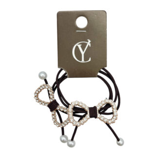 Резинка д/волосся CY 2шт подвійна Бант Стрази/Перлини арт.67-F028 *20