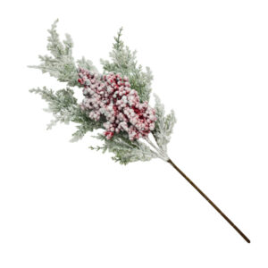 Новорічна Гілка ялинки 1шт 63см з ягодами в снігу арт.xy-013