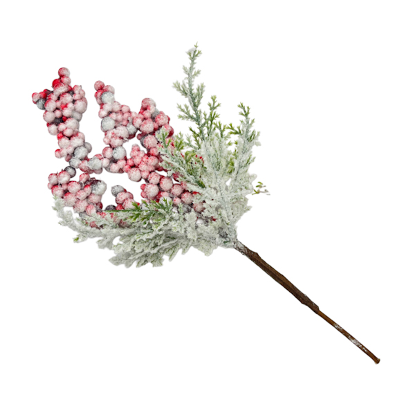 Новорічна Гілка ялинки 1шт 31см з ягодами в снігу арт.xy-099