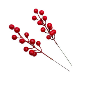 Новорічна Гілка з червоними ягодами 1шт 21см арт.xy-218 *12