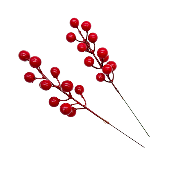 Новорічна Гілка з червоними ягодами 1шт 21см арт.xy-218 *12