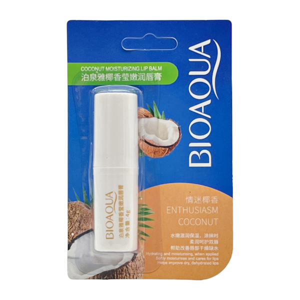 Бальзам д/губ BIOAQUA 1шт 4г Кокос на блістері арт.BQY71 *24