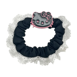 Резинка д/волосся 1шт Hello Kitty чорна з мереживом арт.F008 *25