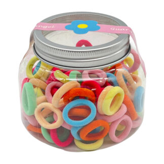 Резинка д/волосся дитяча Набір 100шт Кольорова в банці арт.F016 *12