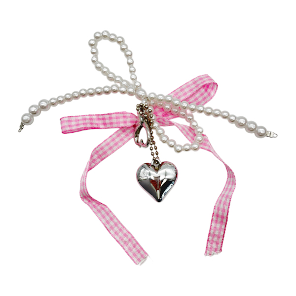 Брелок з карабіном д/сумки Бант перлини з сердечком Мікс арт.229-16 *5