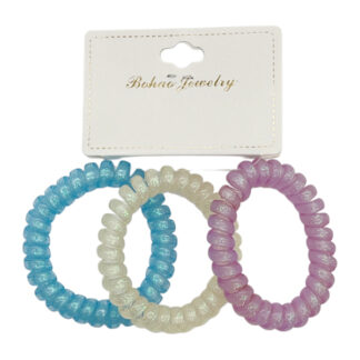 Резинка-спіралька д/вол BohaoJewelry 3шт Кольорова Перламутрова арт.1164-02 *12