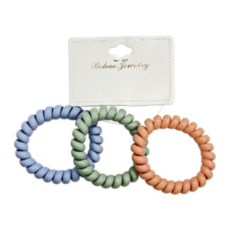 Резинка-спіралька д/вол BohaoJewelry 3шт Кольорова Нюд арт.1164-05 *12