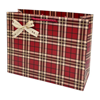 Пакет под. 24,5*19,3*9,3см Бант Бордовий/Білий в клітинку Мікс арт.13A112 *12