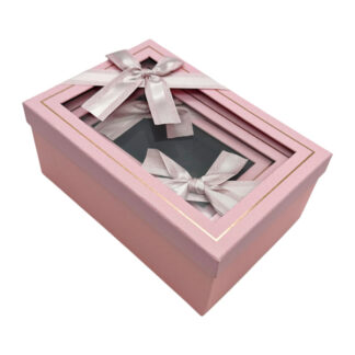 Коробка подар. 3шт Екран Бант Рожева арт.B2-2151