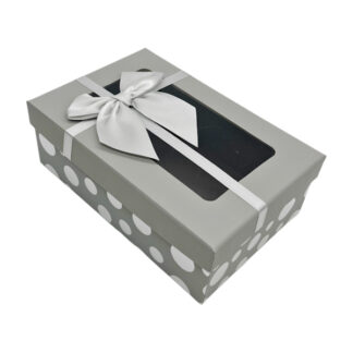 Коробка подар. 3шт Екран Бант Сіра в горошок арт.310494