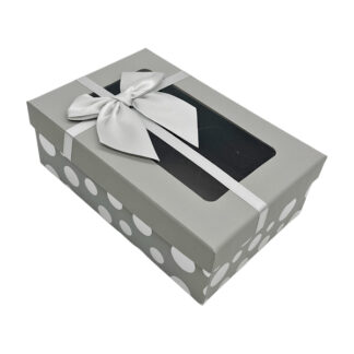 Коробка подар. Екран Бант Сіра в горошок арт.310494 Велика 1шт