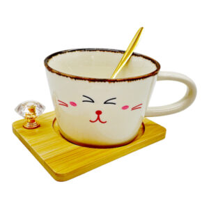 Чашка керамічна з ложкою Cat's Smile арт.AP7630