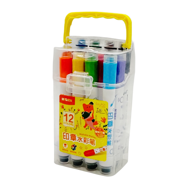 Фломастери M&G 12кольорів з штампами у футлярі арт.ACP901W7 (76-08)