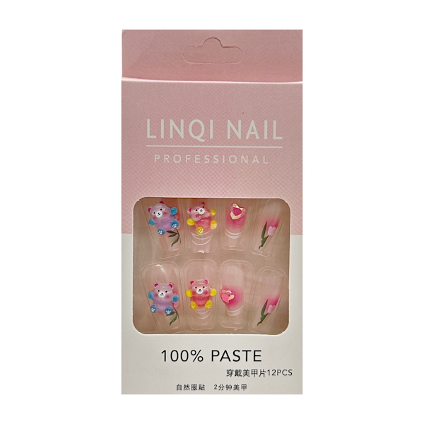 Нігті накладні д/манікюру LinqiNail 12шт підліткові з декором арт.LY-053 (LX-2) *12
