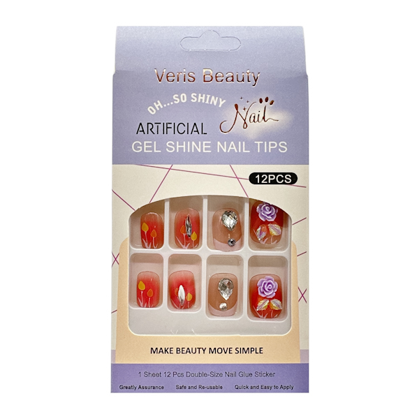 Нігті накладні д/ман Veris Beauty/Pretty/Party 12шт декор арт.LY-0088/45/61 *12