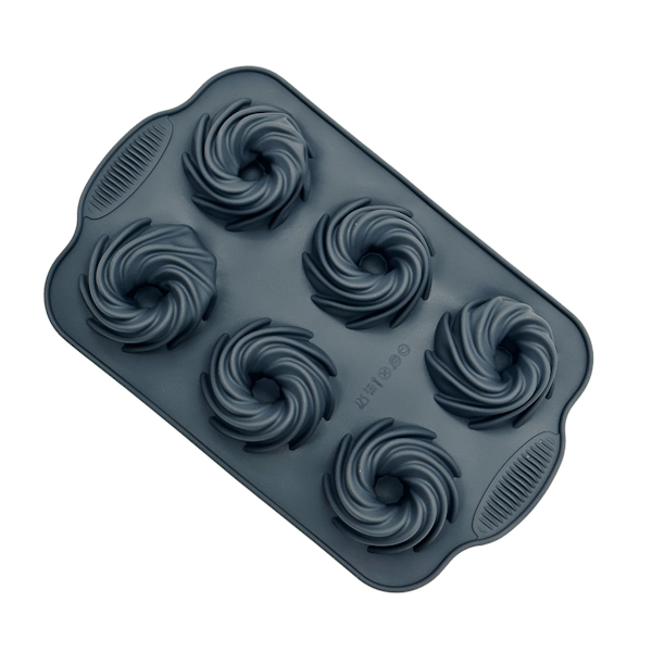 Форма силіконова д/випічки кексів/мафінів 6шт Сіра з втулкою арт.CK5-6088/83