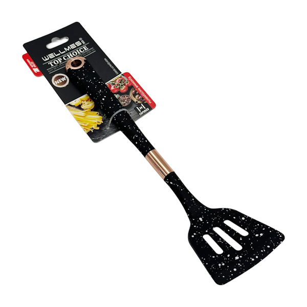 Лопатка кухонна WELLMES силіконова з прорізами 1шт чорна