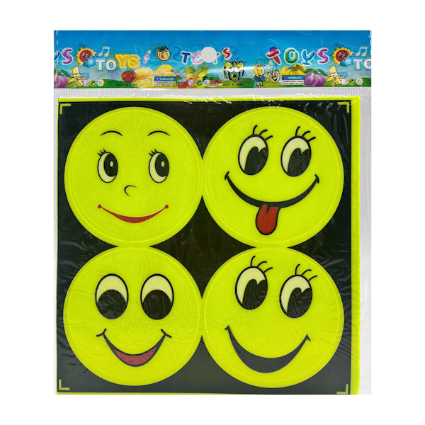 Наклейки-стікери д/одягу світловідбивні Смайл 4шт більші