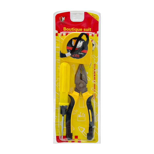 Набір інструментів TianMu 3шт Викрутка/Плоскогубці/Рулетка на блістері арт.569