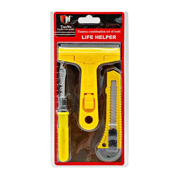 Набір TianMu Ніж канц. 1шт+ шкребок по склу+викрутка арт.528