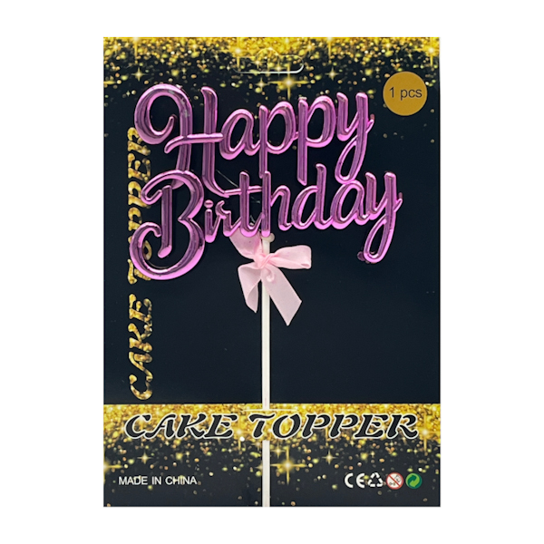 Топер д/торта 1шт Happy Birthday Кольоровий *12
