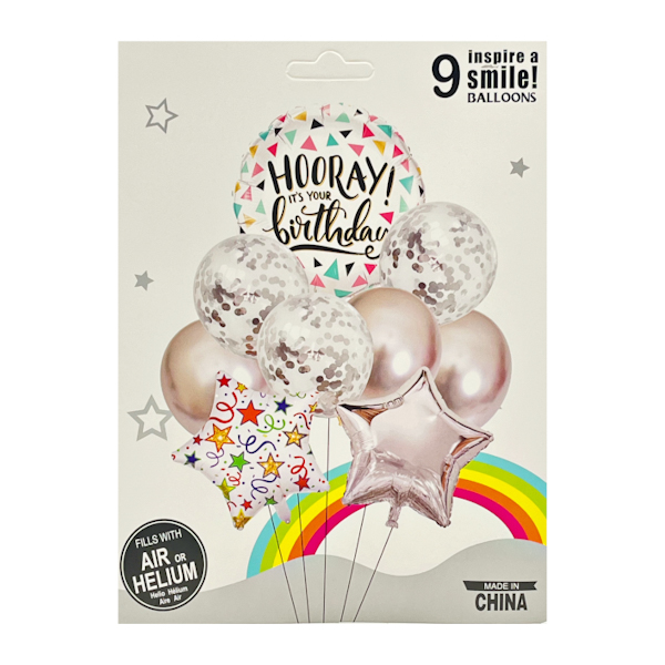 Кулька повітряна набір 9шт латекс+фольга Мікс арт.1052#-Q07 *10