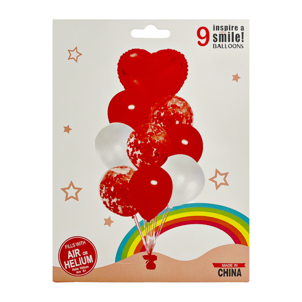 Кулька повітряна набір 9шт латекс+фольга Серце/Зірка Мікс арт.1052#-Q08 *10