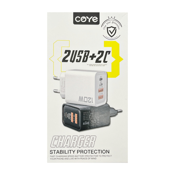 Зарядний блок COYE 2USB+2Type-C 3А арт.CD-20 (13-024)
