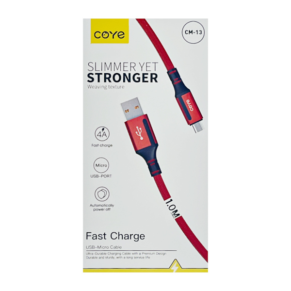 Кабель COYE 1м 4А плетений USB-Micro арт.CM-13