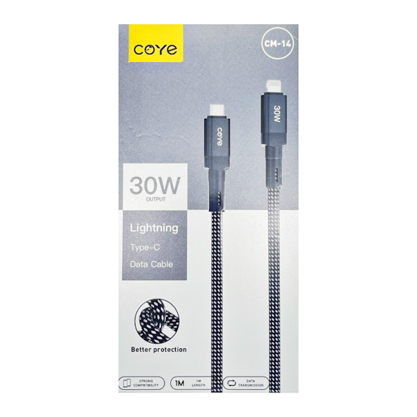 Кабель COYE 1м 30W Type-C-Lightning арт.CМ-14