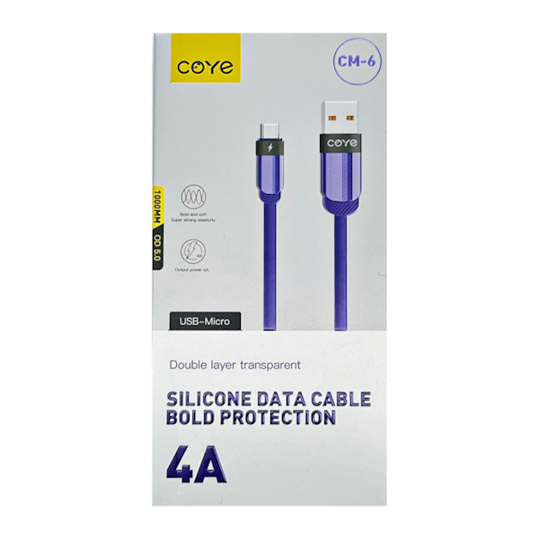 Кабель COYE 1000мм 4A силікон USB-Micro арт.CМ-6