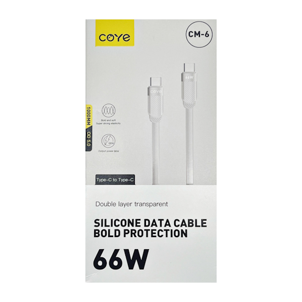 Кабель COYE 1000мм 66W силікон Type-C-Type-C арт.CМ-6
