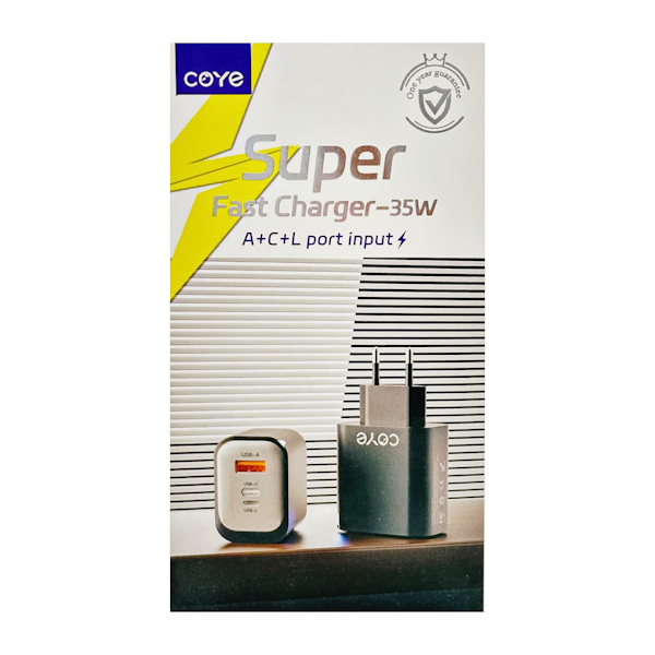 Зарядний блок COYE USB+Type+C-Lightning 3А арт.CD-27 (13-24)