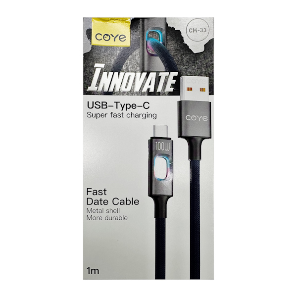 Кабель COYE 1м 100W USB-Type-C Led-підсвітка арт.CM-33 (13-07)