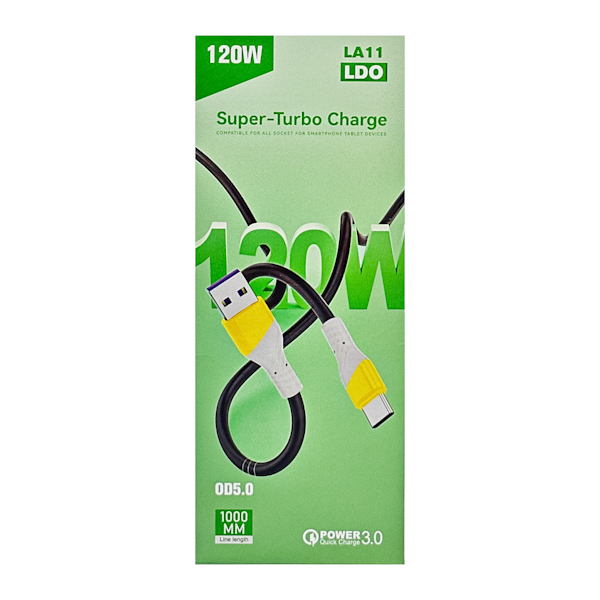 Кабель Super-Turbo Charge 1м 120W силікон USB-Type-C арт.LA11 (283-13)