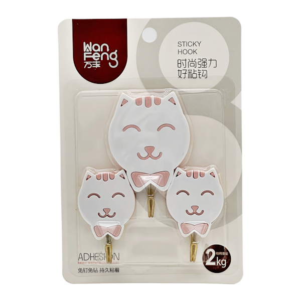 Гачки самоклеючі WanFeng 3шт Коти арт.F749 732 (25-В36)