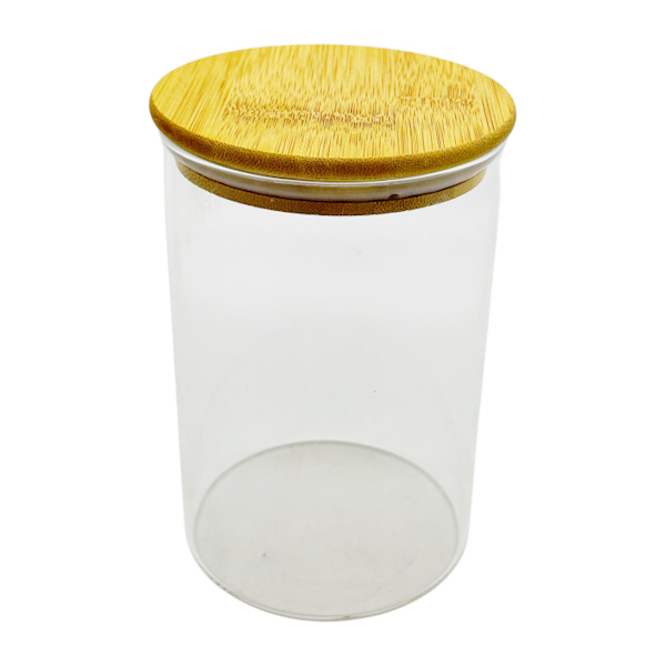 Ємкість д/сипучих продуктів Скляна 10*15см Кругла дерев'яна кришка арт.1247-9