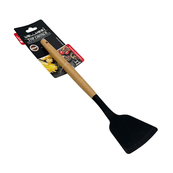 Лопатка кухонна WELLMES силіконова 1шт широка дере'яна ручка