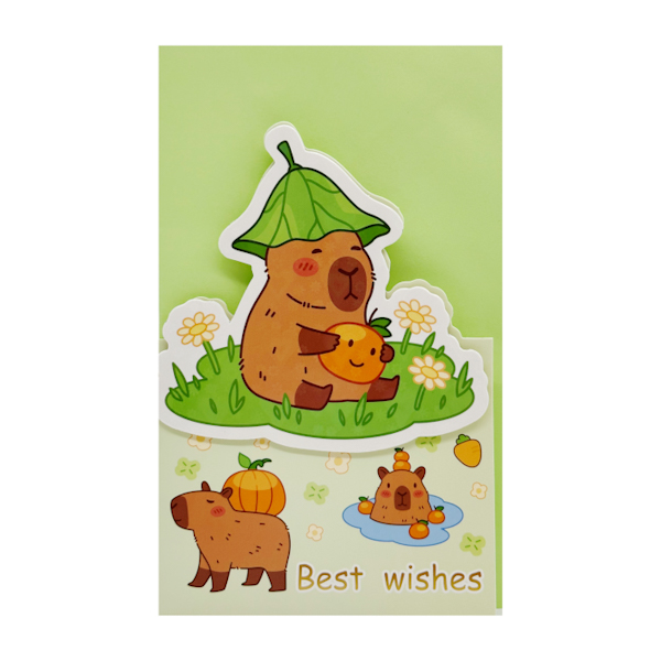 Листівка вітальна 1шт Капібара розкладна у конверті арт.1264-A36 *48