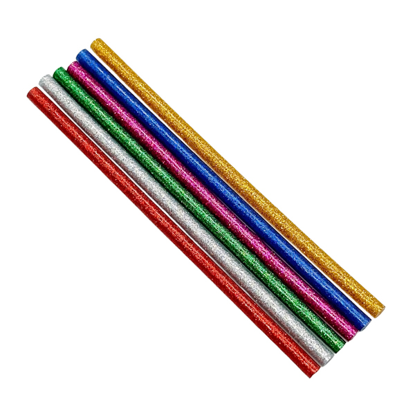 Клей Стержень силіконовий Набір 6шт 18см тонкий Кольоровий Глітер арт.24013-14