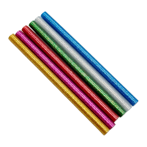 Клей Стержень силіконовий Набір 6шт 18см товстий Кольоровий Глітер арт.24013-13