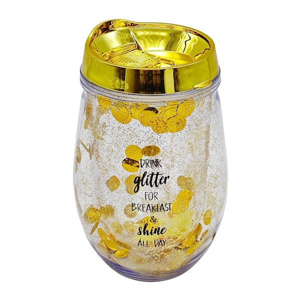 Стаканчик д/холодних напоїв з трубочкою 1шт Кольоровий з блискітками арт.79-2-11