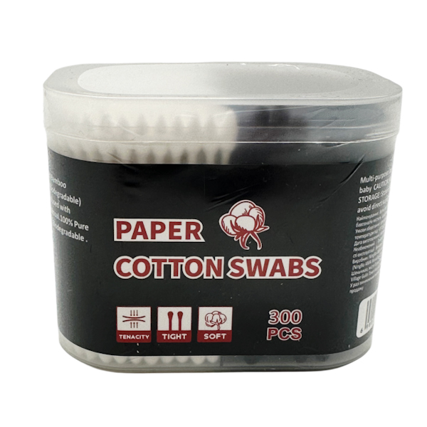Ватні палички Paper Cotton Swabs 300шт Чорні/Білі
