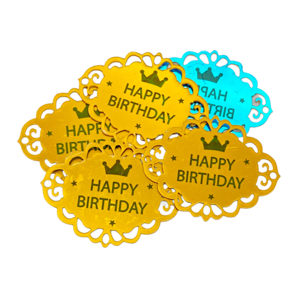 Топер д/торта Let's Party 5шт міні золотистий Happy Birthday арт.1227-2 *12